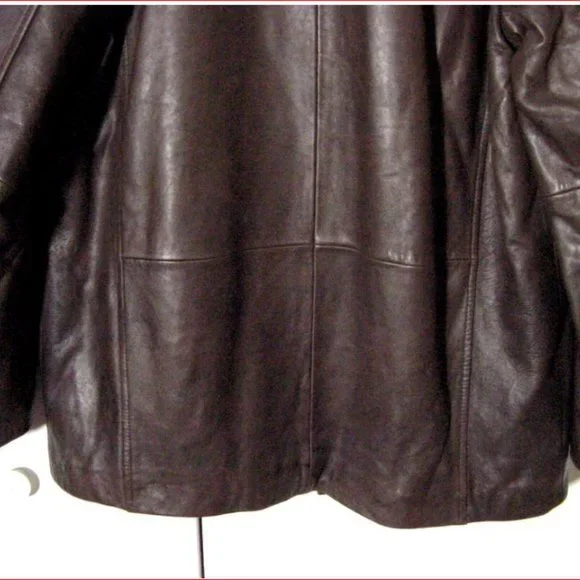 Vtg Brown Leather Calvin Klein Blazer Button Leather Jacket Sz M